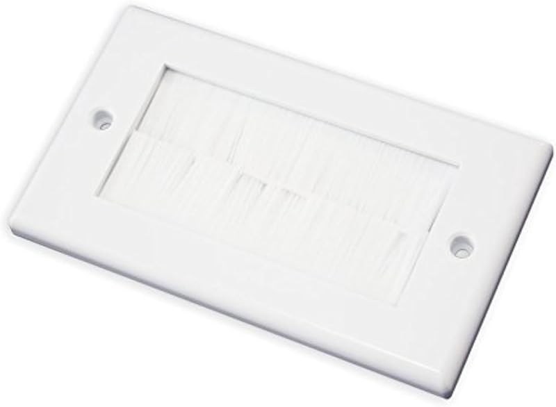 electrosmart White Double Gang Brushplate Wallplate Cable Tidy for Wall Mounted