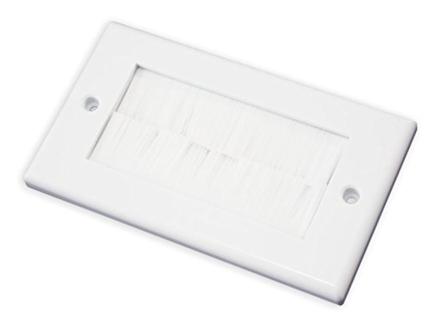 electrosmart White Double Gang Brushplate with White Brushes/Brush Strip Wallplate/Wall Plate/Faceplate Cable Tidy for Wall Mounted Plasma TV etc