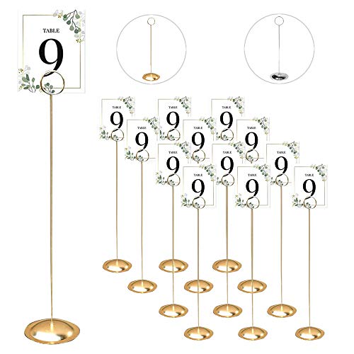 Photo 1 of HOHIYA 12 Pc Table Number Holders Stands 12 Inch Place Card Holder Brass Gold Tall for Photos Signs Memo Notes Weddings Restaurants Birthdays Party Taiwan Made