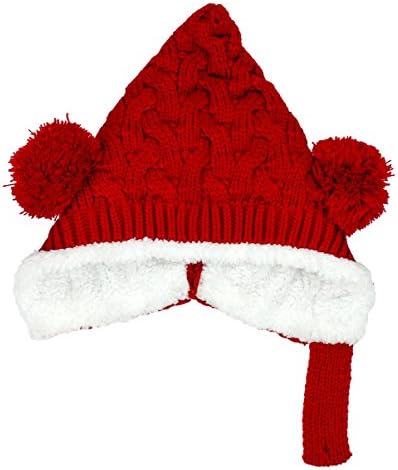 Holiday Red Baby Boy Girl Crochet Knitted Christmas Winter Beanie Hat (Red)