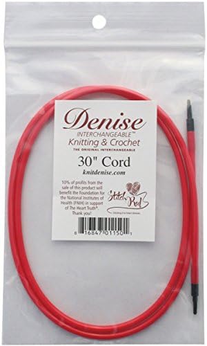 Denise Needles Interchangeable Knit and Crochet Long Cord, 30-Inch, Red