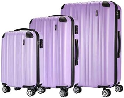 Travel Cabin Luggage Suitcase,Hard Shell Travel Trolley Carry On 4 Wheels Pressure-Resistant Lightweight (Set of 3,Purple,20"+24"+28")