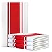 Kitchen Dish Towels - Set of 4 Cotton Tea Towels 20 x 28 inch - Best Dish Cloths for Hand Towels or Embroidery in Vibrant Colors - Red