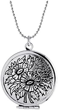 Antique Flower Round Shape Pendant Necklaces Locket,Lockets for Women that Hold Pictutes Jewelry