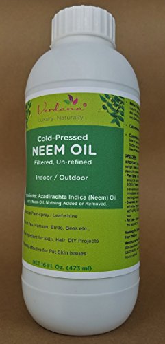 Organic Verdana Cold Pressed Neem Oil - 16 Fluid Ounce â€“ Un-refined, Filtered - High Azadirachtin content - For Indoor and Outdoor Plant Spray - Plant Care, Pet care, Skin Care, Hair Care