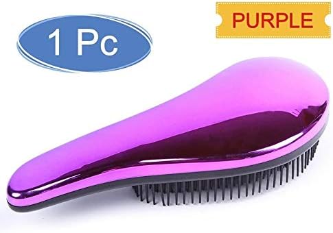 ADONIZ Premium Electroplate Proffessional Magic Anti-static Hair Brush Handle Tangle Detangling Comb Shower Massage Comb Salon Hair Styling Tool (BUY 1 PC @, PURPLE)