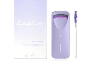 BEOVEA Heated Eyelash Curlers Travel Electric: Lash Curler with Heat Sensitive Silicone Pad Fast Heat up whin 8s 24hrs Long Lasting Mini Size Rechargeable to Style Natural Eyelashes