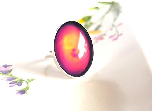 Large Adjustable Mood Ring in Sterling Silver