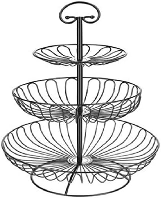 TINGBEROO 3 Tier Countertop Fruit Basket Holder - Black Decorative Bowl Stand Perfect for Fruit, Vegetables, Snacks, Household Items