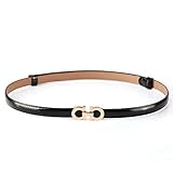 MoYoTo Women's Stylish Thin Patent Leather Gold Skinny Waist Belts For Dresses (Black)