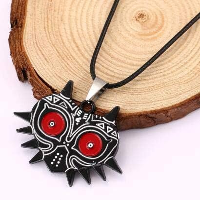 FITIONS - The Legend of Zelda Majoras Black Mask Necklaces&Pendants Red Choker 3D Game Rope Chain Cosplay Accessories