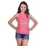 Pulla Bulla Big Girl Lace Tank Top Teen Graphic Sleeveless Tee Size 8 Berry
