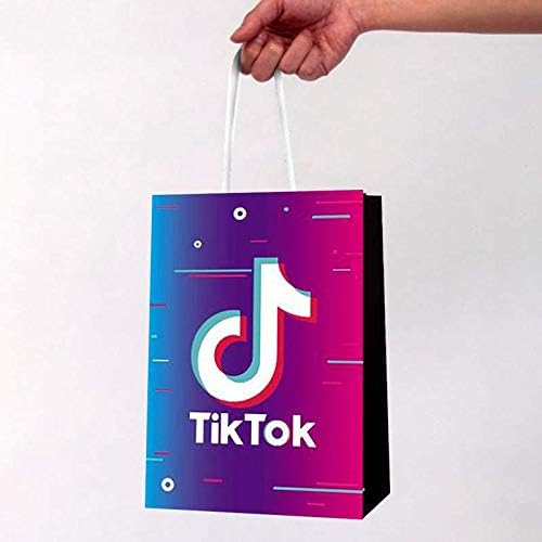12 PCS TIK Tok Birthday Gift Bags for TIK Tok Themed Party, Tiktok