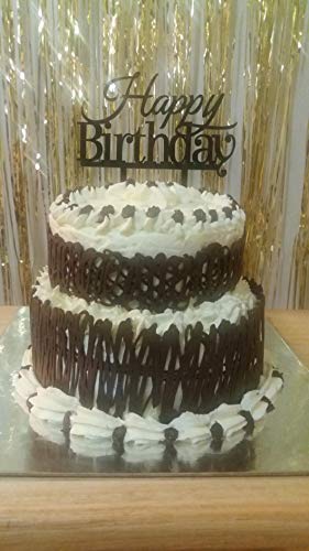 Happy Birthday Cake Topper Black Monogram Party Decorations Banner Letters Flags for 1st one 16th 18 21 30 40 60 90 Birthday Celebration 100