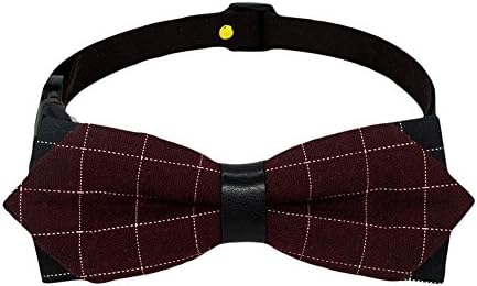 Kebs Dog & Cat Bow Tie Soft & Comfy Classic Plaid Bowtie Adjustable Neck Tie Burgundy