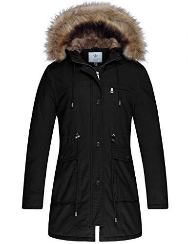 Women's Winter Thicken Fleece Jacket Fur Hooded Military Parka Coat