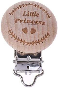 fanbufan Natural Beech Wood Baby Pacifier Clip Engraved Wooden Pacifier Holder Dummy Clip