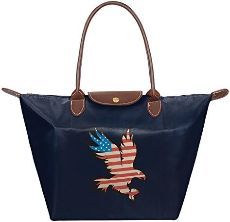 RexStrachey Eagle Flag Women Folding Dumpling Bag Nylon Water Proof Gripesack School Backpack Handbag Navy