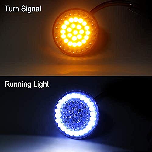 ZYTC 2" LED Turn Signals w/Running Light Bullet Style Front 1157 LED Turn Signal with Smoked Lens Lense for Harley Davidson