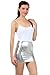 Sakkas 6924 Women's Shiny Metallic Liquid Mini Skirt - Silver - Medium