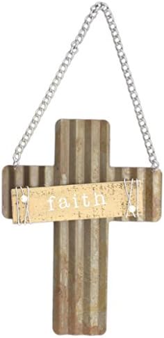 Honey & Me Rustic Corrugated Metal & Wood Sign Ornament (Faith)