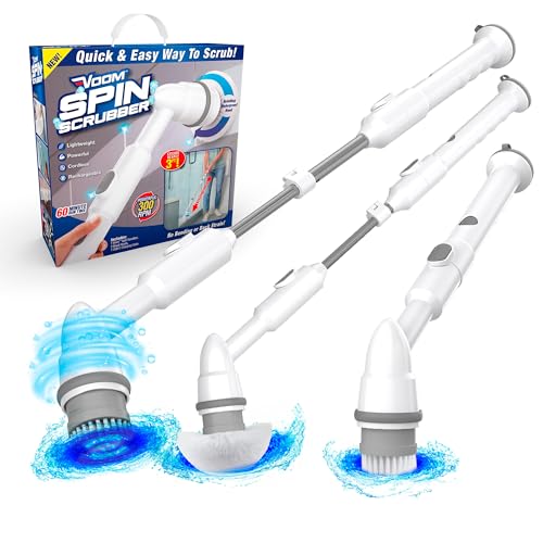 Voom Electric Spin Scrubber, Cordless Shower Spinning Brush with 2 Replaceable…