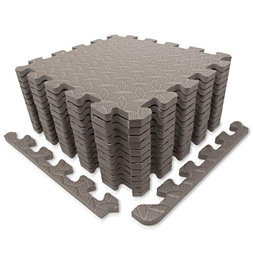 9HORN Exercise Mat/Protective Flooring Mats with EVA Foam Interlocking Tiles and Edge Pieces Suitable for Gym Equipment, Yoga, Surface Protection