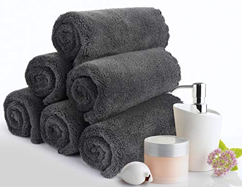 SUNLAND Microfiber Face Makeup Remover Cloth Reusable Facial Cleansing Towel Ultra Soft Face Washcloth 11inchx 11inch (12pack, dark grey)