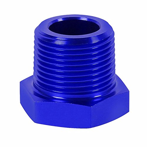 Blue Aluminum Anodize Finish 3/4" Male to 1/2" Female NPT Bushing Reducer Pipe Fuel Fitting Adapter
