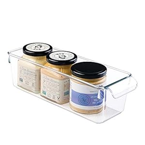 iDesign-58930-Plastic-Kitchen-Organiser-Small-Fridge-Storage-Bin-Made-of-Durable-Plastic-Practical-Cupboard-Storage-Box-for-Condiments-and-Food-Storage-Clear iDesign 58930 Plastic Kitchen Organiser, Small Fridge Storage Bin Made of Durable Plastic, Practical Cupboard Storage…