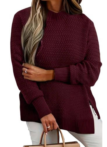 Eytino Women's Plus Size Sweater Fall Shirts Long Sleeve Pullover,1X Red at Amazon