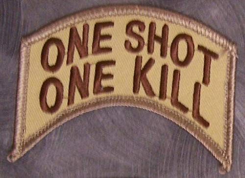 Embroidered Military Patch Sniper One Shot One Kill New Shoulder tab Desert