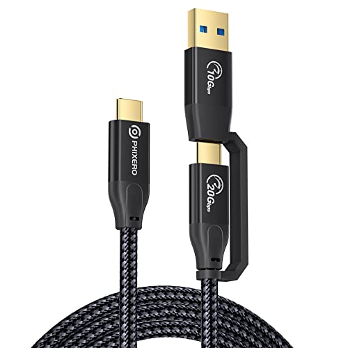 PHIXERO USB C to USB C Cable 1Ft, 20Gbps Data