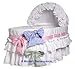 Burlington Baby Bassinet Liner with 3 Colored Ribbons, White  ~ Burlington Basket 