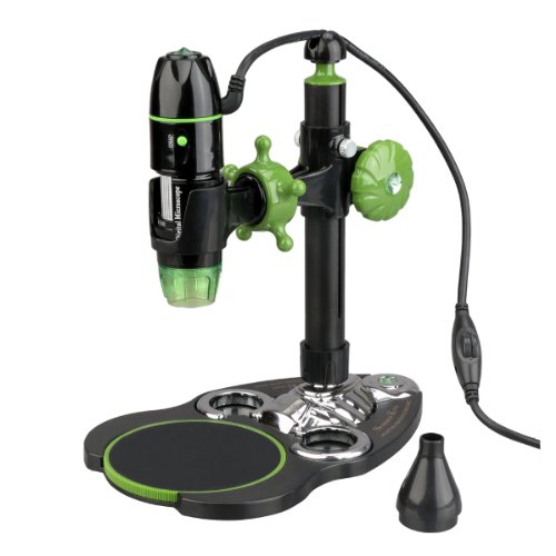 AmScope UBW500X02MP Digital 2MP USB Microscope with Endoscope Attachment, 5X-500X Magnification, 4X 3D Digital Zoom, Built-In Eight LED Light Source, Table Stand, Includes Software CD