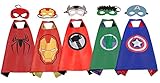 Dress Up Costume Set of Superhero Satin Capes with Felt Masks for Kids 5 Packs