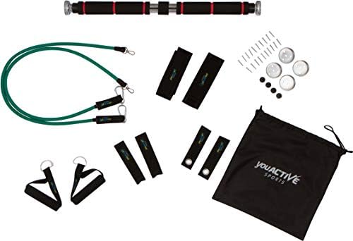 Core Carver Doorway Pull Up Bar - Chin Up Bar with Resistance Bands - Adjustable Pullup Bar Fits Small and Large Door Frames (2 Sizes)