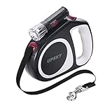 Retractable Dog Leash, 16 ft Scalable Dog Walking Leash with Bright Flashlight for Small-Medium, Moving Free, One Button Break & Lock- Black