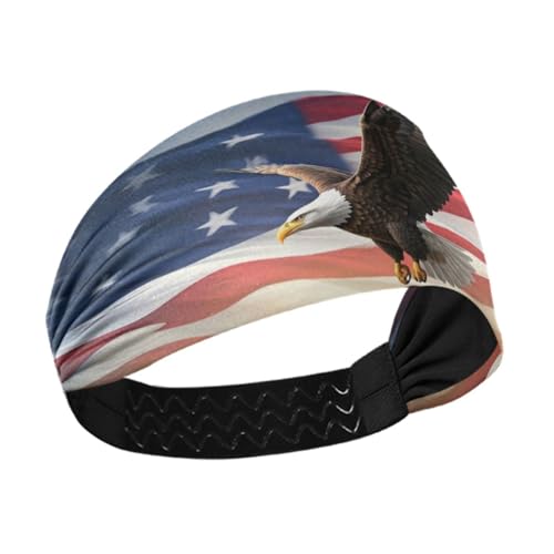 WELLDAY Headbands for Women Eagle and American Flag Soft Elastic Non Slip Headbands for Women Running, Wide Women’s Head Band for Thin Hair