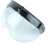 VCOROS 3 Snap 3/4 Helmet Shield with FLIP UP Hinge for TORC T50 Vintage Motorcycle Helmets (Clear)