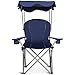 Goplus Camping Chair with Canopy Shade, Folding Lawn Chair with Umbrella Cup Holder & Carry Bag, Portable Sunshade Chair for Adults for Beach Outdoor Travel Hiking Fishing (Blue)