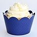 Cupcake Wrappers - Wedding, Bridal & Baby Shower, Birthday Party Supplies, Reversible Neutral Gender Dessert Wraps - Nautical, Air Force (Navy Chevron & White Stripe, 24 Count)