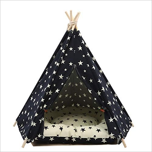 LIULINCUN Teepee Dog Cat Bed – Portable Pet Tent House for Dogs (Puppies) or Cats, Dog House Pets (with Cushions),M