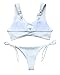 RUUHEE Women Fashion 2 Piece Bathing Suit Solid Color Bikini Set Summer Beach Wear (M(US Size 4-6), White)