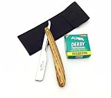 BARBER RAZOR VINTAGE STRAIGHT RAZOR RAPADA RASOIR SHAVE READY, DERBY WOOD HANDLE HIGH QUALITY GIFT GQ