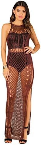 WOW Couture Women's 'Calliope' Open Stitched Pointelle Metallic Sweater Dress, Burgundy, Small
