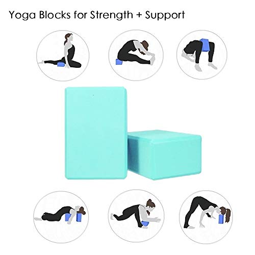 MOREFUN-2-Yoga-Blocks-and-Strap-Set-2pcs-EVA-Foam-Brick-9x6x3-and-8ft-Yoga-Resistance-Strap-to-Support-and-Deepen-Poses-Great-for-Yoga-Pilates-Workout-Fitness-Gym