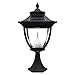 Gama Sonic GS-104P Pagoda Pier Light Outdoor Solar Lamp, Flat Mount, Bright White LED, Black