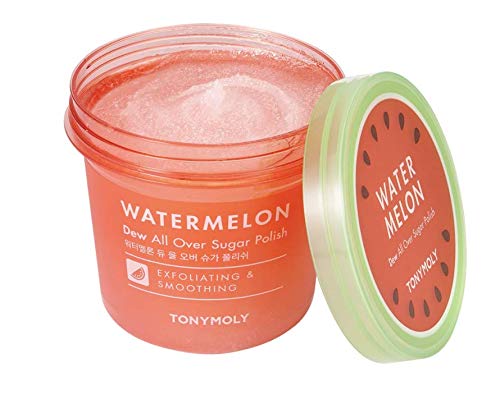 TONYMOLY WATERMELON DEW ALL OVER BODY SUGAR POLISH, HYDRATING SERUM FOR GLOWING SKIN, KOREAN SKINCARE, WATERMELON EXTRACT, ALOE LEAF EXTRACT, & CENTELLA ASIATICA, ALL SKIN TYPES, 10 OZ
