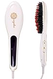 Eqoba Digital Hair Straightener Anti-Static Ceramic Heating Detangling Hair Brush Straight Styling Massage White